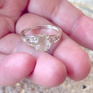 VTG Boho Gold Rutilated Quartz Sterling Silver STS 925 Size 7 Ring